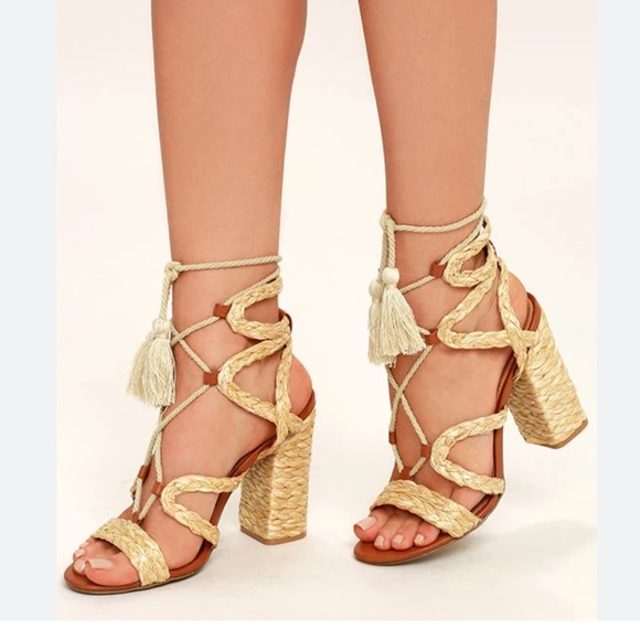 Mia Gigi Natural Raffia Lace Up Sandal - Picture 3 of 6